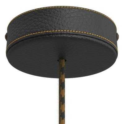 Suporte de lâmpada revestido em pele castanha 124mm