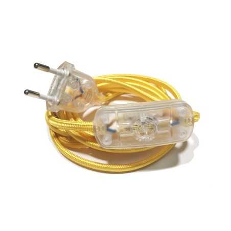 Kit de conexão têxtil com interruptor e ficha 2 m | AcessoriosCandeeiros.pt