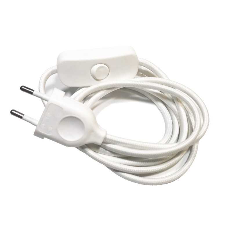 Kit de conexão têxtil com interruptor e ficha 2 m | AcessoriosCandeeiros.pt