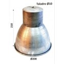 Campainha de metal em alumínio, 210mm de altura x 200mm de diâmetro.