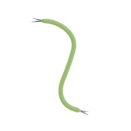 Tubo flexível revestido com tecido verde para fazer lâmpadas.