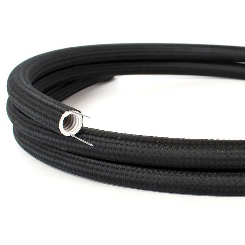 Tubo decorativo semi-flexível preto para instalações de luz.
