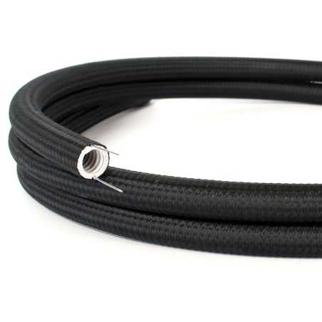 Tubo decorativo semi-flexível preto para instalações de luz.