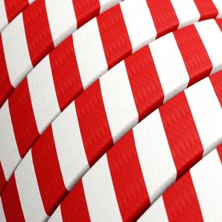 Fita plana de guirlanda exterior vermelha e branca.