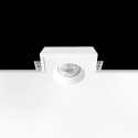 Foco de gesso GU10 com 65 mm de diâmetro e 80 mm de altura.