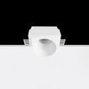 Foco de gesso GU10 com 87 mm de diâmetro e altura de 135 mm.