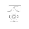 Foco de gesso GU10 com diâmetro de 202 mm e altura de 150 mm.