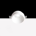 Foco de gesso GU10 com 110 mm de diâmetro e 118 mm de altura.