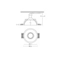 Foco de gesso GU10 com 110 mm de diâmetro e 118 mm de altura.