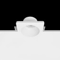 Foco de gesso GU10 com 73 mm de diâmetro e 123 mm de altura.