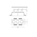 Foco de gesso triplo 370mm x 135mm x 135mm de altura.