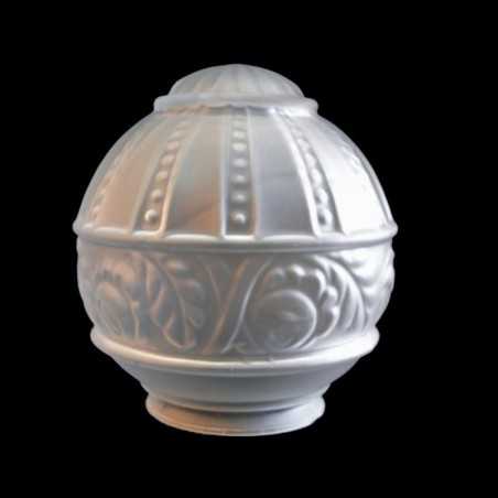 Bola de cristal fosco decorada em relevo com 140mm de diâmetro.