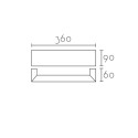 Aplique gesso reto 360mm x 90mm x 60mm dupla saída