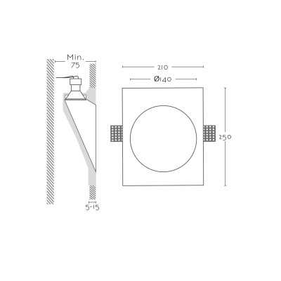 Sinalizador de gesso 140mm x 250mm x profundidade de 75mm
