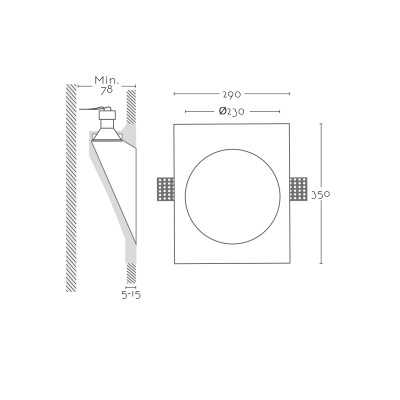 Sinalizador de gesso 230mm x 350mm x 78mm de profundidade.