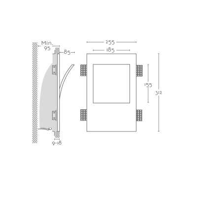 Sinalizador de gesso 185mm x 155mm x 95mm de profundidade