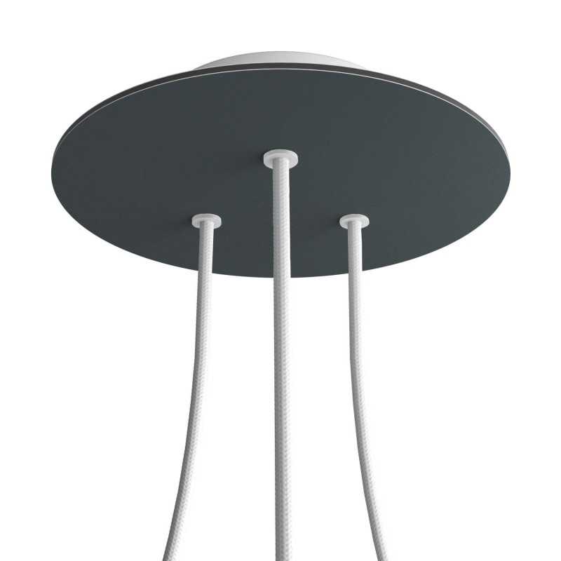 Suporte de teto de 200mm com três saídas em várias cores.