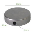 Suporte de ferro de 80mm de diâmetro x 20mm com saída lateral.