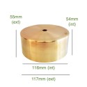 Tampa metálica de latão 52mm de altura x 118mm de diâmetro
