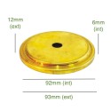 Tampa e suporte de latão com 93mm de diâmetro x 12mm de altura.