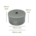 Tampa de ferro bruto para globo de 78mm de diâmetro x 36mm.