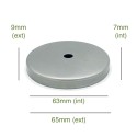 Tampa de globo de ferro bruto 63mm de diâmetro x 7mm.
