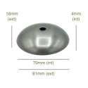 Tampa côncava de ferro bruto para globo de 79mm de diâmetro x 4mm.