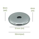 Tampa cromada redonda para globo de 51mm de diâmetro x 4mm.