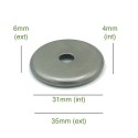 Tampa de globo de ferro bruto arredondada 31mm de diâmetro x 4mm.