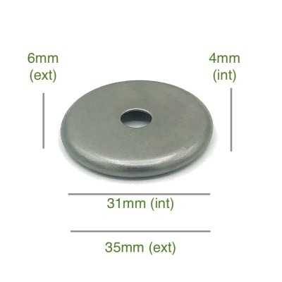 Tampa de globo de ferro bruto arredondada 31mm de diâmetro x 4mm.