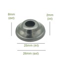 Tampa de ferro bruto para globo cônico de 25mm de diâmetro x 2mm.