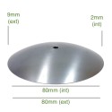 Tampa côncava em ferro bruto 80mm x 2mm para balões de vidro.