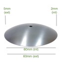 Tampa côncava em ferro bruto 60mm x 2mm para globos de vidro