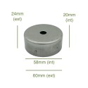 Tampa de ferro bruto para balão de 58mm de diâmetro x 20mm.