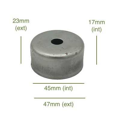 Tampa de ferro bruto para globo de 45mm de diâmetro x 17mm.