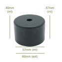 Tampa de metal de cor preta 57mm de diâmetro x 37mm.