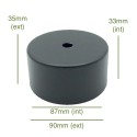 Tampa de metal preta, 87mm de diâmetro x 33mm.