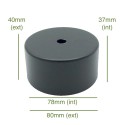Tampa de metal preta 78mm de diâmetro x 37mm.
