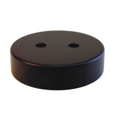 Suporte metálico preto de 90mm de diâmetro e duas saídas.