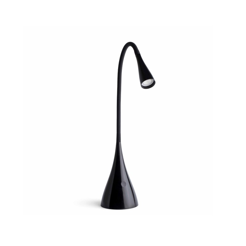 Luminária de mesa em alumínio com LED integrado preto brilhante LAFITTE