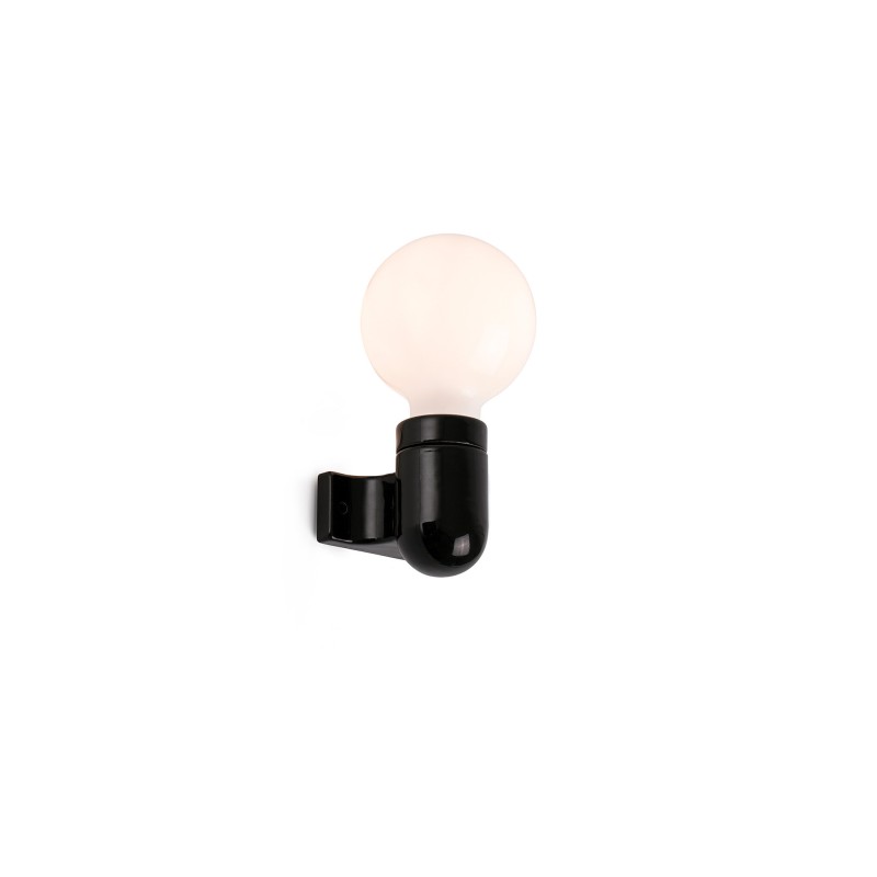 Luminária de parede de cerâmica E27 preto brilhante GISCARO