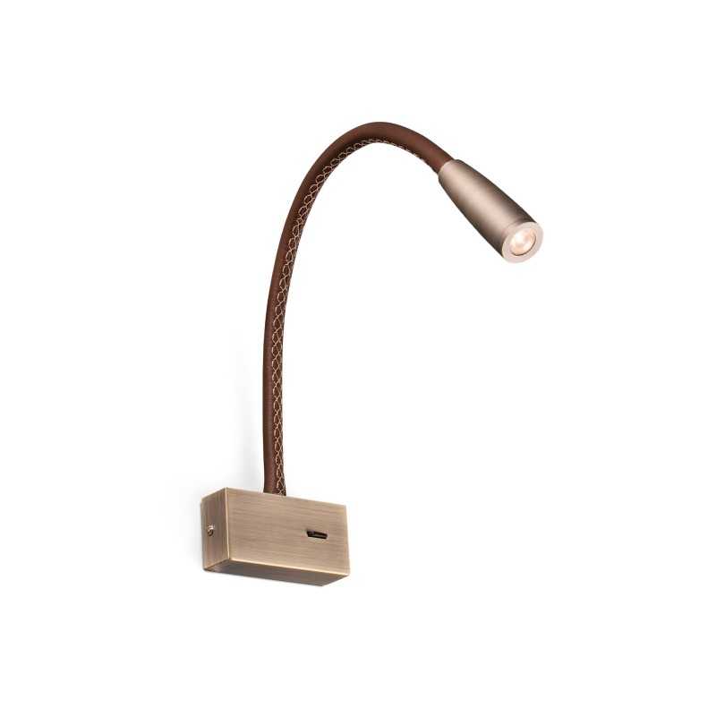 Candeeiro de parede em alumínio com LED integrado em ouro antigo NOGARO